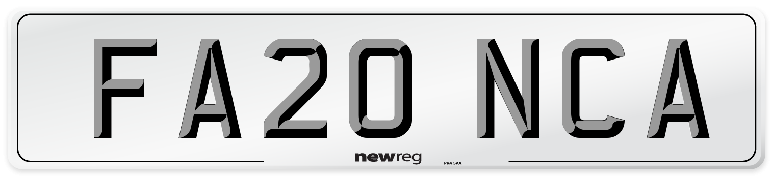 FA20 NCA Number Plate from New Reg